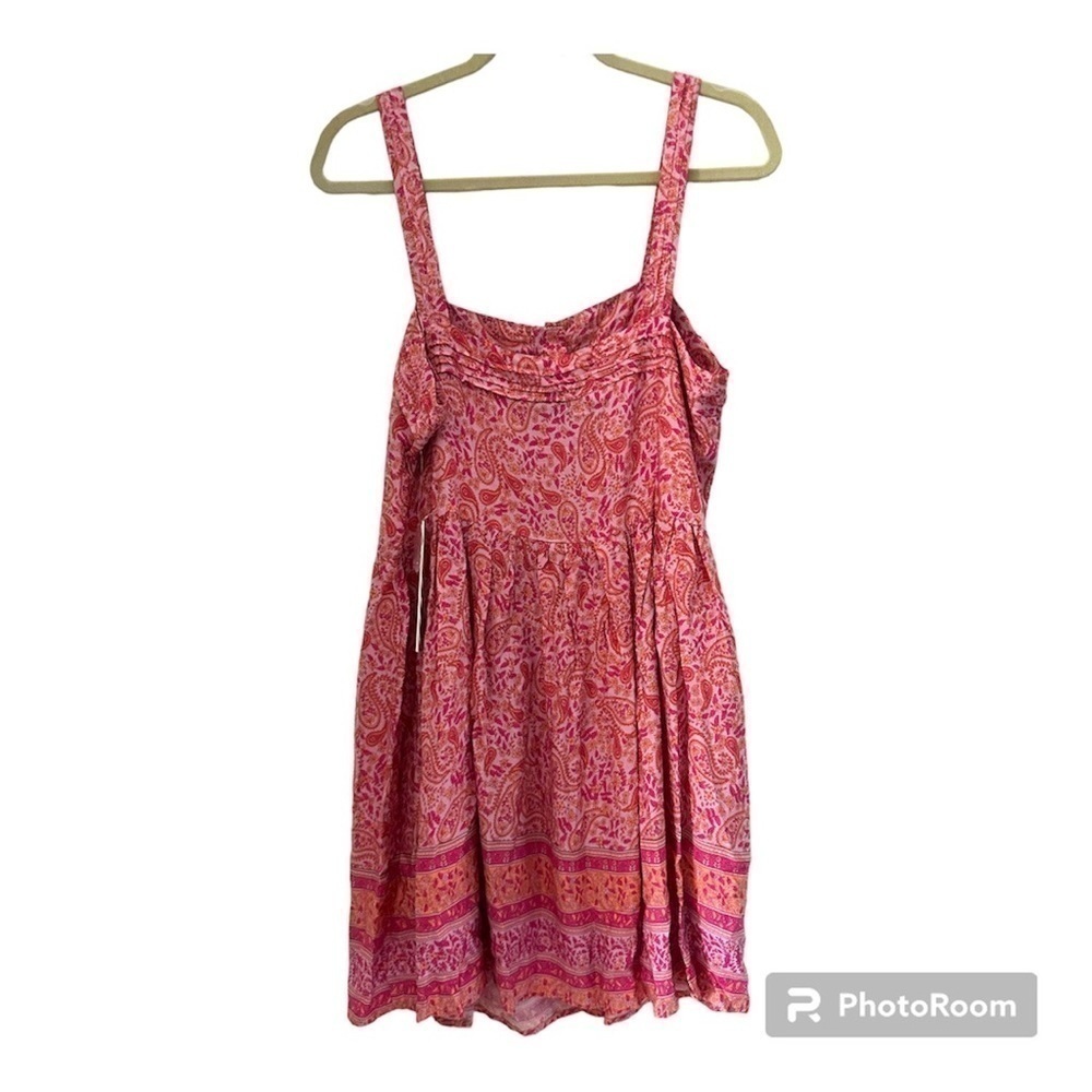 Aqua sundress pink girly paisley print buttons size S Bloomingdale’s exclusive   - Picture 8 of 8